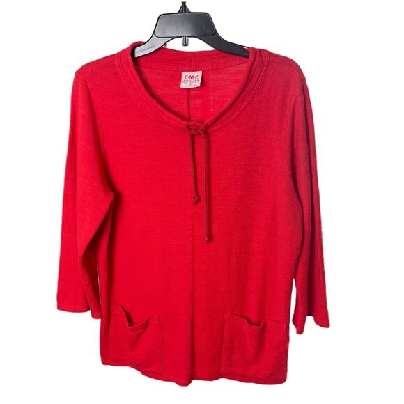 CMC - Color Me Cotton Relaxed Red LS Tunic, Pockets, Casual, Lagenlook  L - Picture 1 of 5